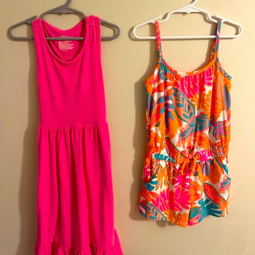 Girls Spring break  Pink maxi dress and Romper XS